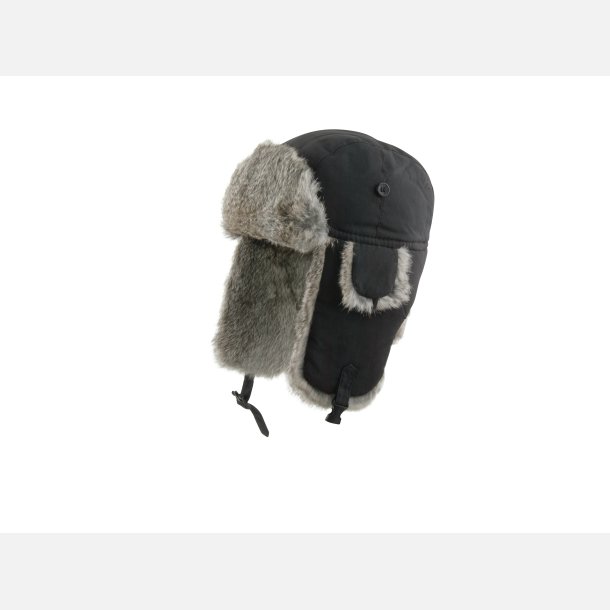 MJM Hats Taslan Rabbit Black/Greymel. Trapper - MJM Hats